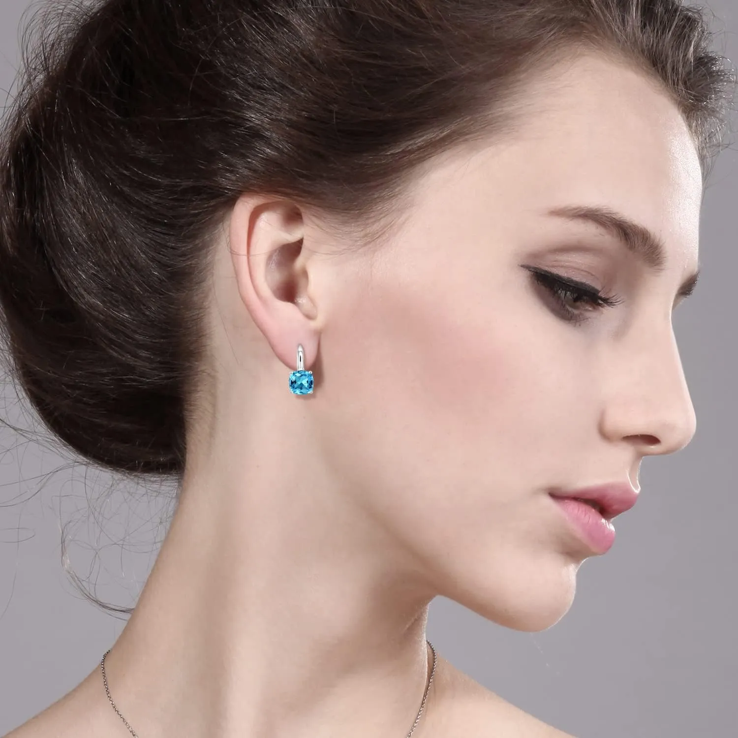 Gem Stone King 4-6 Cttw Cushion Cut Gemstone Birthstone Leverback Dangle Earrings for Women | 925 Sterling Silver | 8MM Cushion | Fine Jewelry for Her Mom Wife