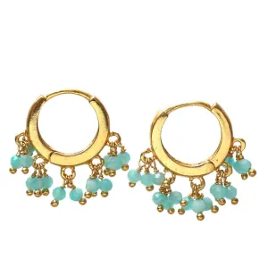 Gempires Turquoise Beaded Earrings December Birthstone Lightweight Jewelry Hypoallergenic Gold Plaed Statement Everyday Huggie Earrings For Women