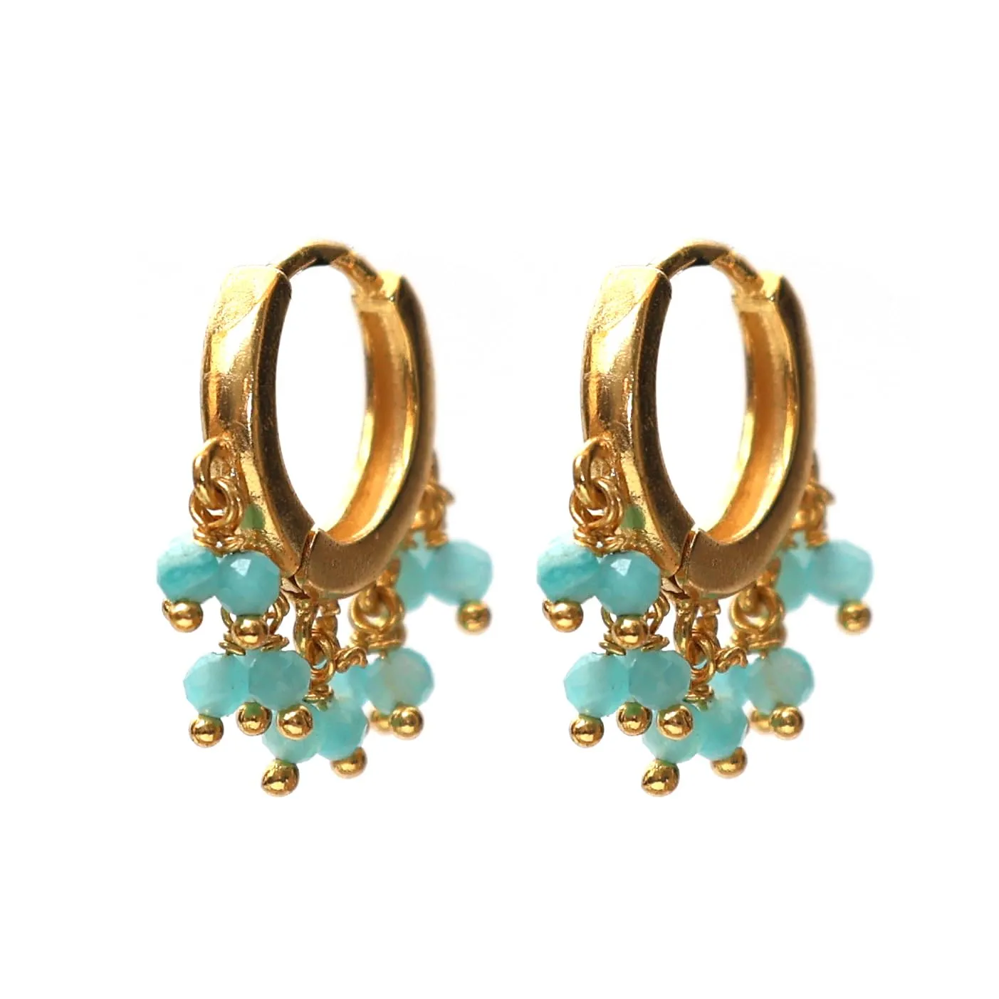 Gempires Turquoise Beaded Earrings December Birthstone Lightweight Jewelry Hypoallergenic Gold Plaed Statement Everyday Huggie Earrings For Women