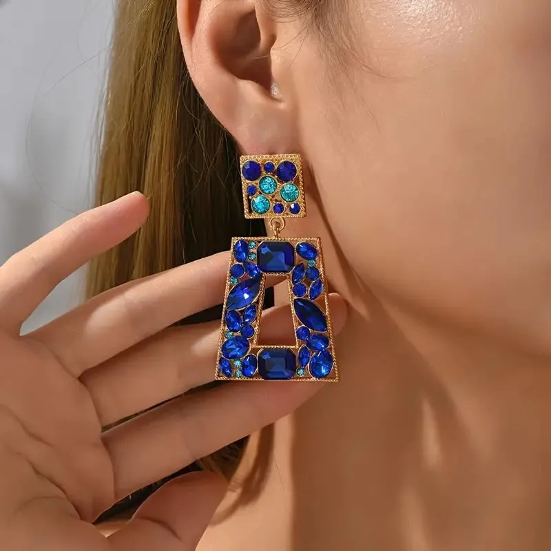 Gemstone Drop Earrings Blue