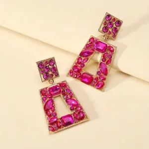 Gemstone Drop Earrings Pink