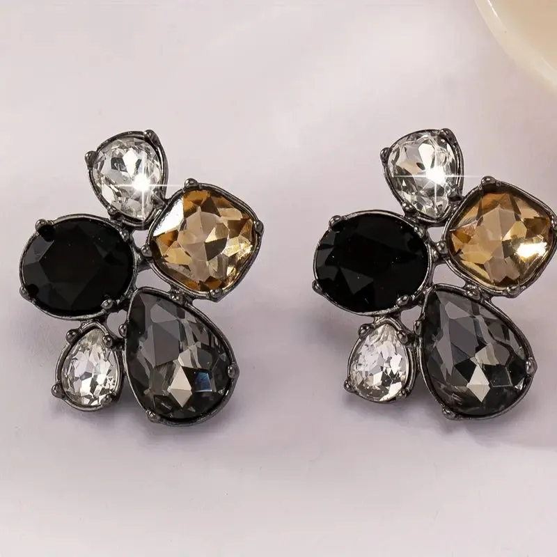 Gemstone Earrings Multi Black