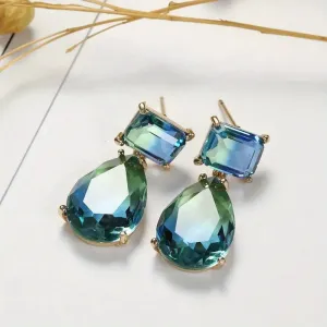 Gemstone Short Drop Earrings Blue