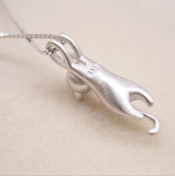Genuine 925 Sterling Silver Necklaces Cats Pendants&Necklaces Sterling Silver 925 Kitty Necklace Fine Jewelry Colar de Plata D1