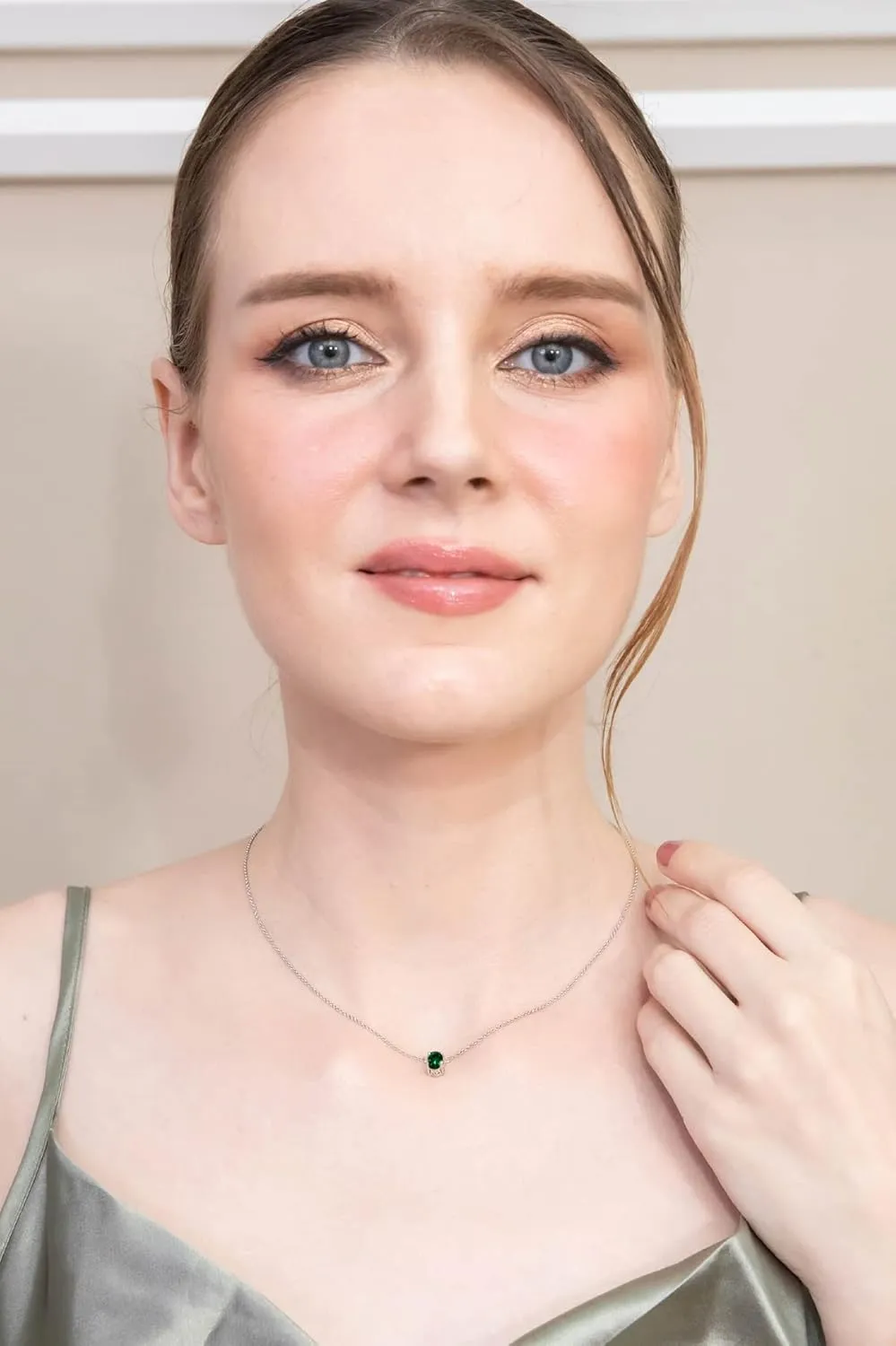 Genuine Birthstone Solitaire Oval Gemstone Necklaces - Silver Choker & Layered Styles for Women