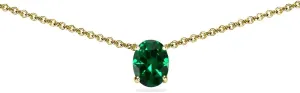 Genuine Birthstone Solitaire Oval Gemstone Necklaces - Silver Choker & Layered Styles for Women