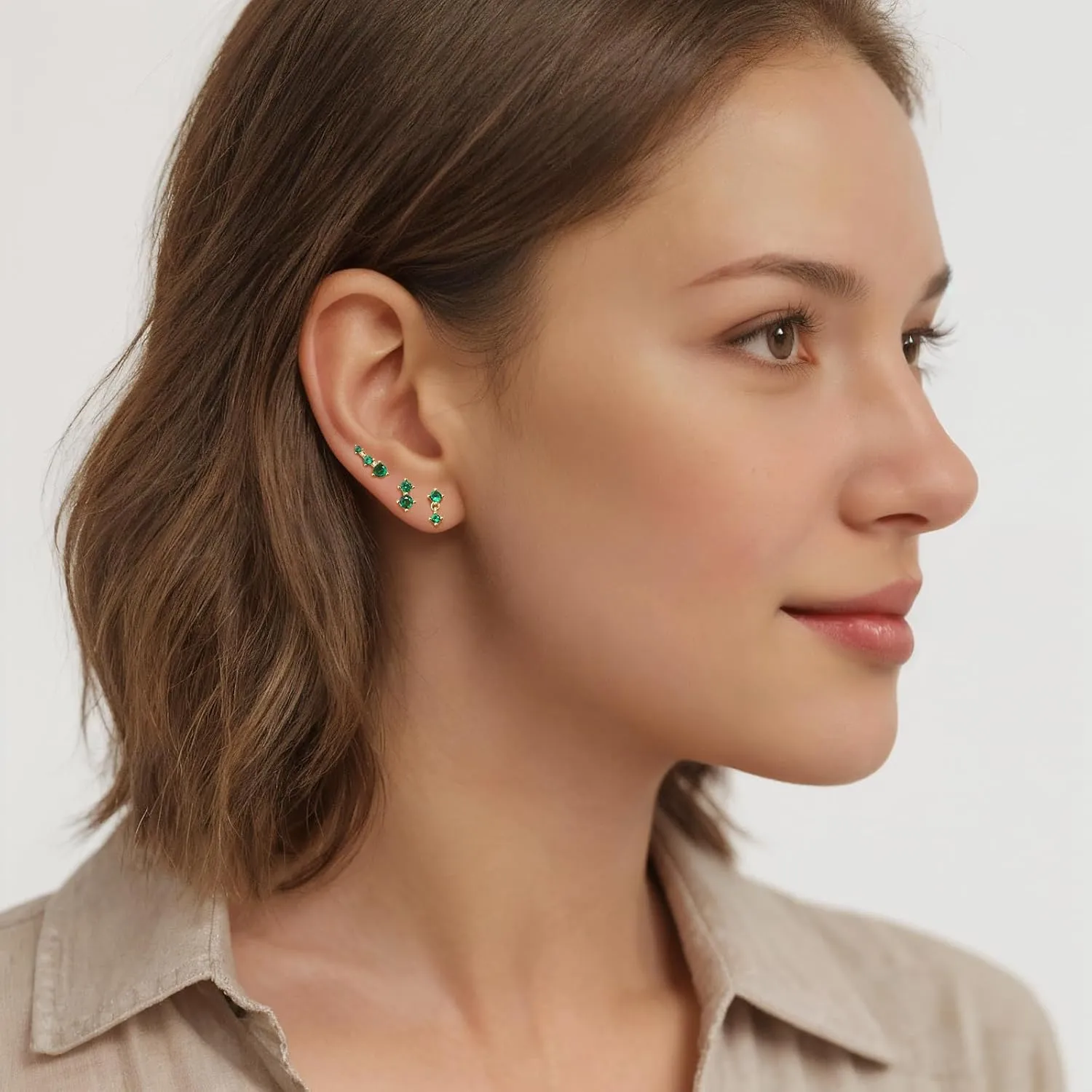 GEORGESMITH Stud Earrings for Women,Earring Sets for Multiple, 3 Pairs Earrings Set Dainty Ear Crawler Earrings for Women