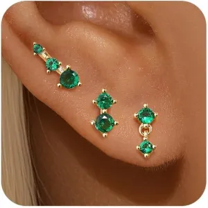 GEORGESMITH Stud Earrings for Women,Earring Sets for Multiple, 3 Pairs Earrings Set Dainty Ear Crawler Earrings for Women