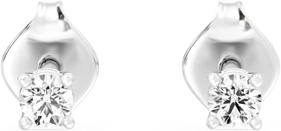 Gilded Lab-Grown Diamond Stud Earrings for Women, Round Cut, 4-Prong, Push Back, 925 Sterling Silver or Gold-Plated, F Color SI1