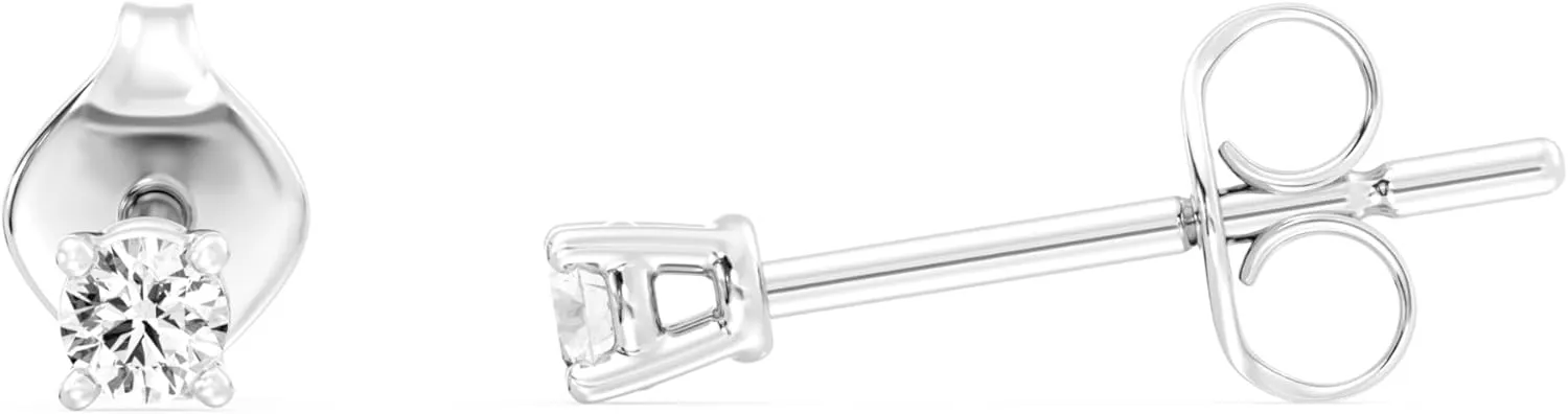 Gilded Lab-Grown Diamond Stud Earrings for Women, Round Cut, 4-Prong, Push Back, 925 Sterling Silver or Gold-Plated, F Color SI1