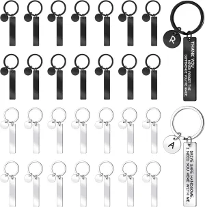 Gisafai 30 Pcs Laser Engraving Stainless Steel Keychain Blanks Engravable Keychains for Graduation Gifts