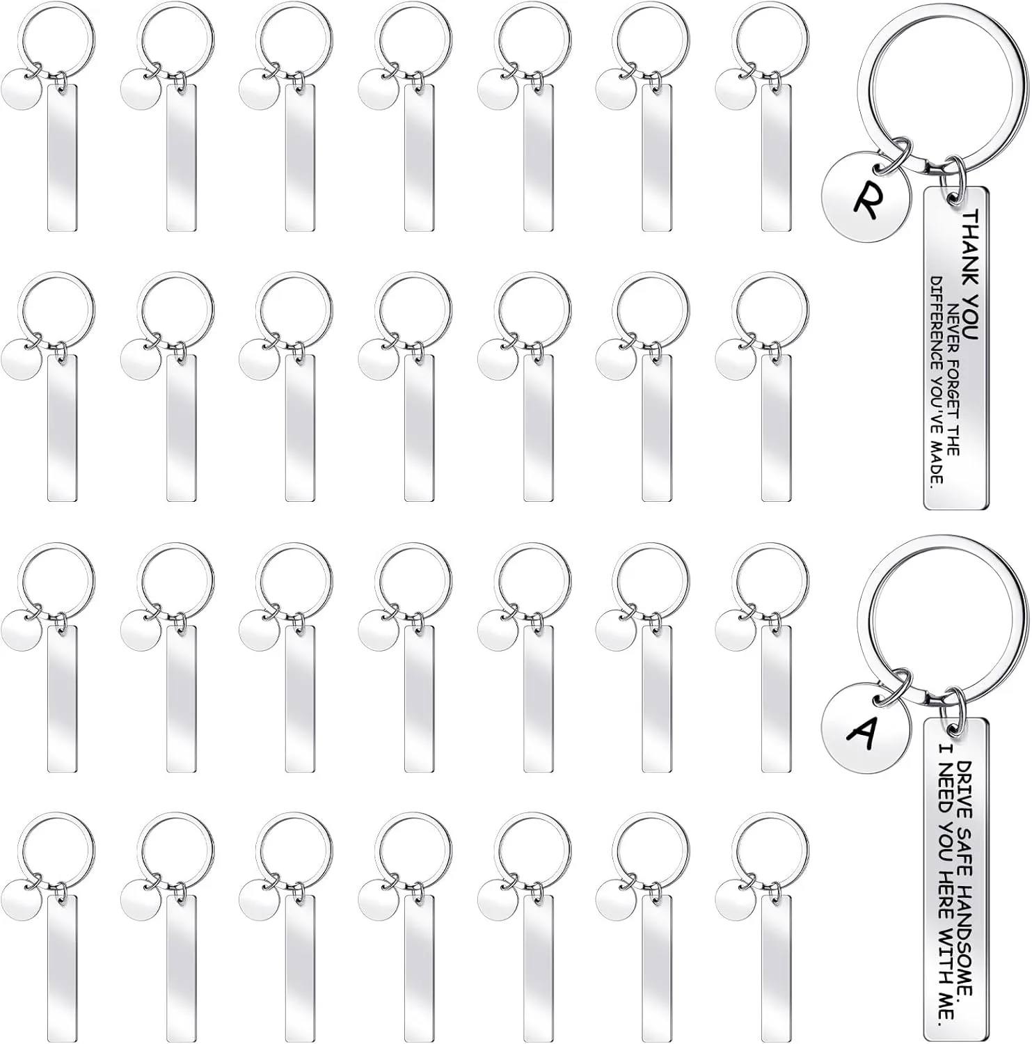 Gisafai 30 Pcs Laser Engraving Stainless Steel Keychain Blanks Engravable Keychains for Graduation Gifts