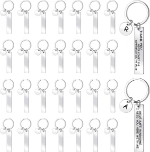 Gisafai 30 Pcs Laser Engraving Stainless Steel Keychain Blanks Engravable Keychains for Graduation Gifts