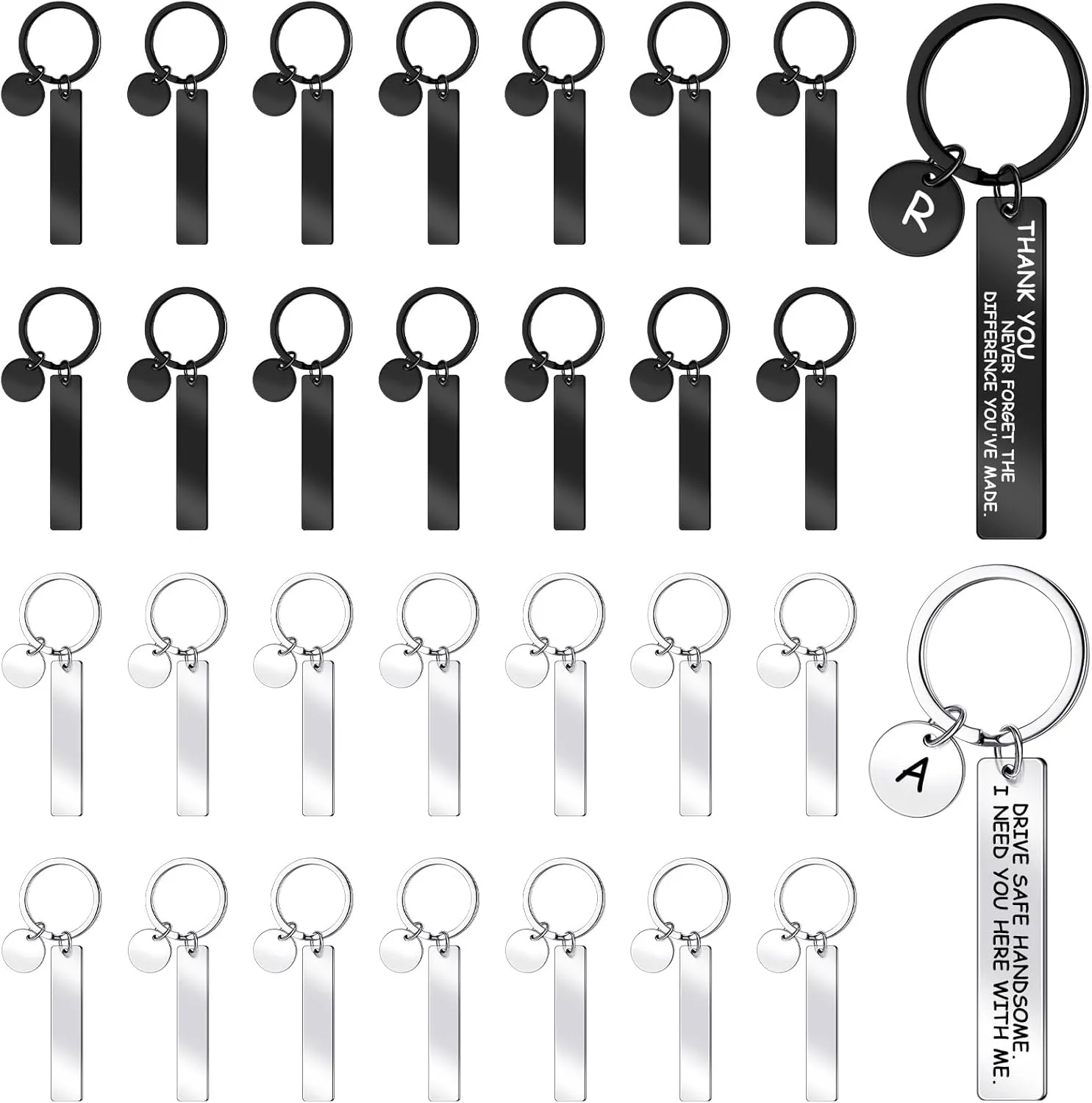 Gisafai 30 Pcs Laser Engraving Stainless Steel Keychain Blanks Engravable Keychains for Graduation Gifts