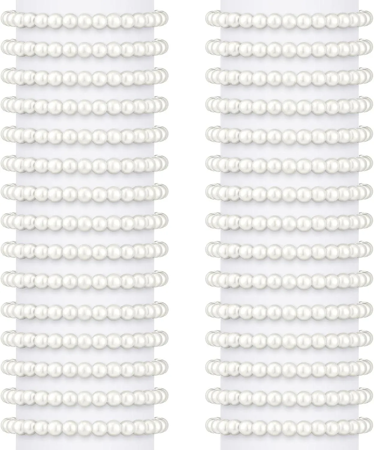 Glenmal Pearl Bracelets for Women Wedding Faux Bridal White Pearl Bracelet Bulk Elastic Stretch Bridesmaid for Party Gift
