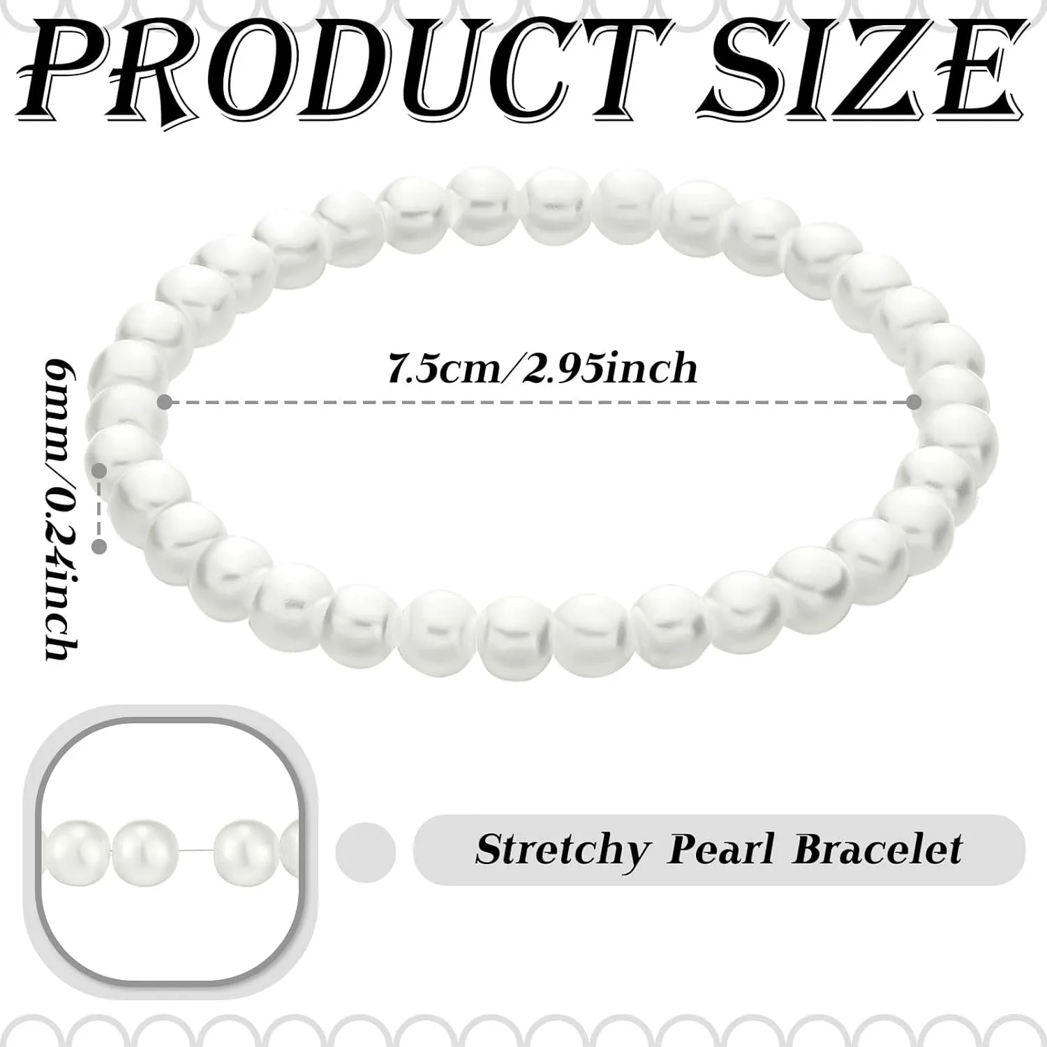 Glenmal Pearl Bracelets for Women Wedding Faux Bridal White Pearl Bracelet Bulk Elastic Stretch Bridesmaid for Party Gift