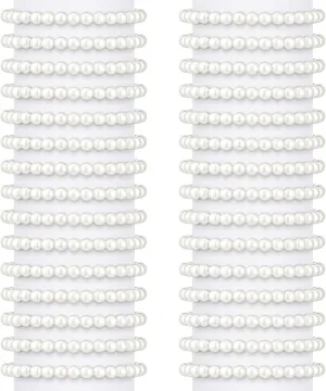 Glenmal Pearl Bracelets for Women Wedding Faux Bridal White Pearl Bracelet Bulk Elastic Stretch Bridesmaid for Party Gift