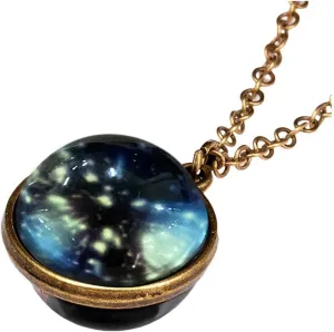 Glow In The Dark Necklaces Galaxy System Fashion Necklace with Charm Double Sided Glass Dome Planet Necklace Pendant