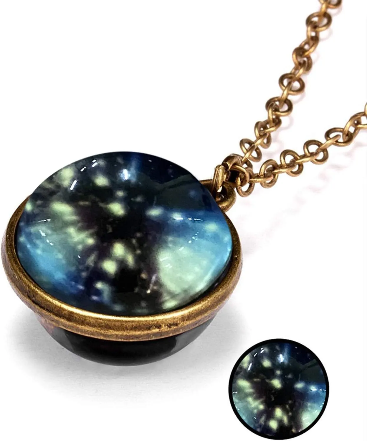 Glow In The Dark Necklaces Galaxy System Fashion Necklace with Charm Double Sided Glass Dome Planet Necklace Pendant