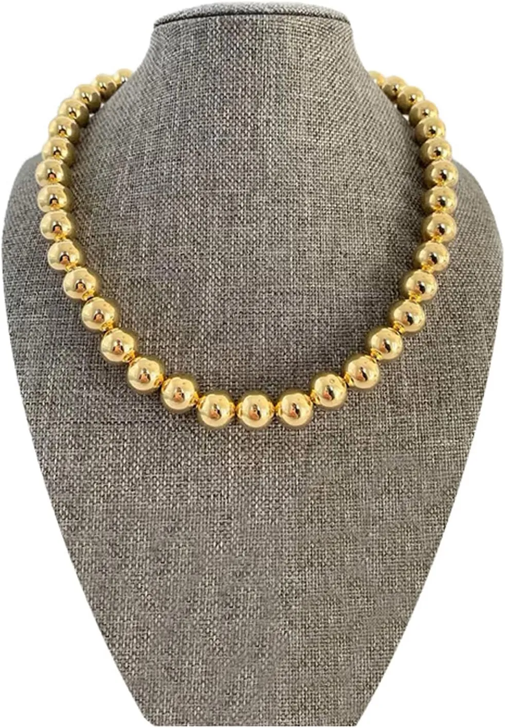 Gold Beaded Necklaces for Women,14K Gold Plated Dainty Choker Necklace,Lightweight Hollow Ball Bead Chain Necklace Adjustable length Chunky Gold Necklaces for Women Trendy, Christmas Birthday Gift