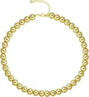 Gold Beaded Necklaces for Women,14K Gold Plated Dainty Choker Necklace,Lightweight Hollow Ball Bead Chain Necklace Adjustable length Chunky Gold Necklaces for Women Trendy, Christmas Birthday Gift