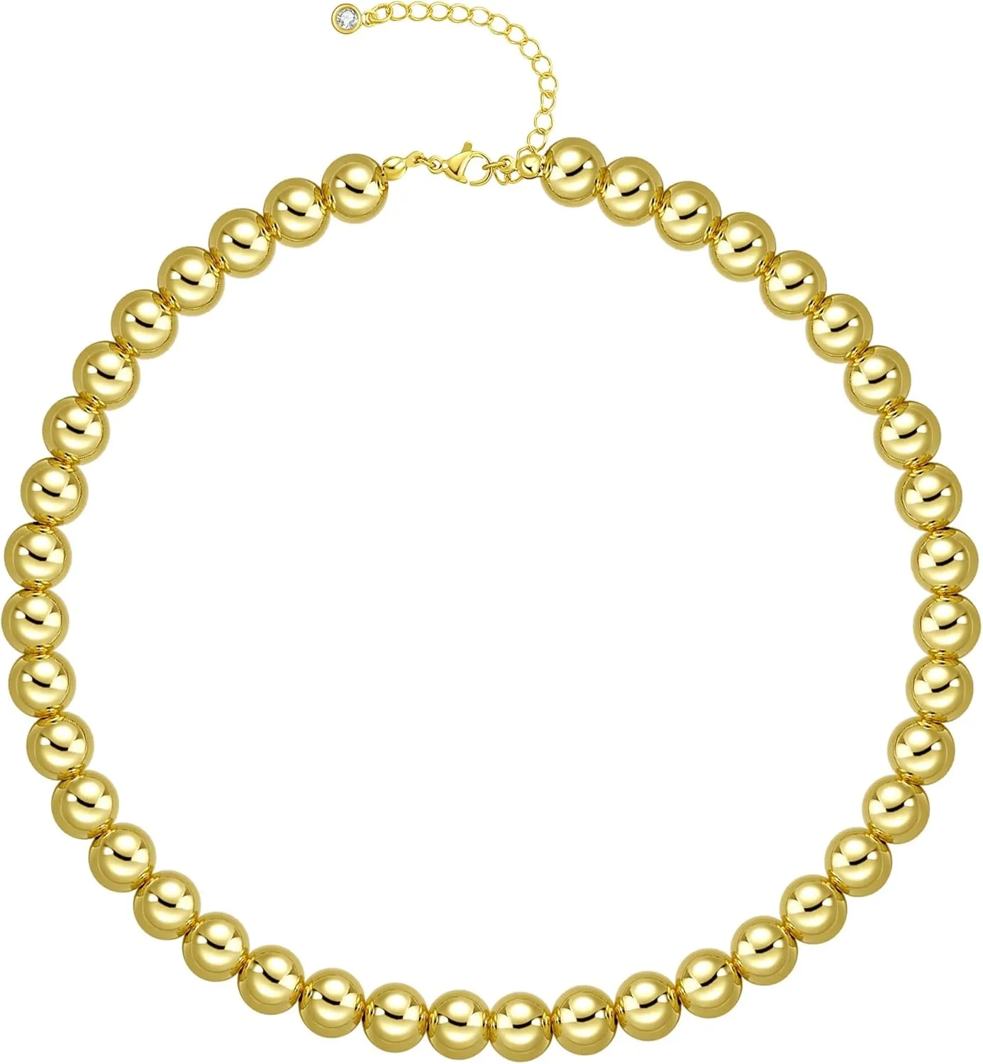 Gold Beaded Necklaces for Women,14K Gold Plated Dainty Choker Necklace,Lightweight Hollow Ball Bead Chain Necklace Adjustable length Chunky Gold Necklaces for Women Trendy, Christmas Birthday Gift