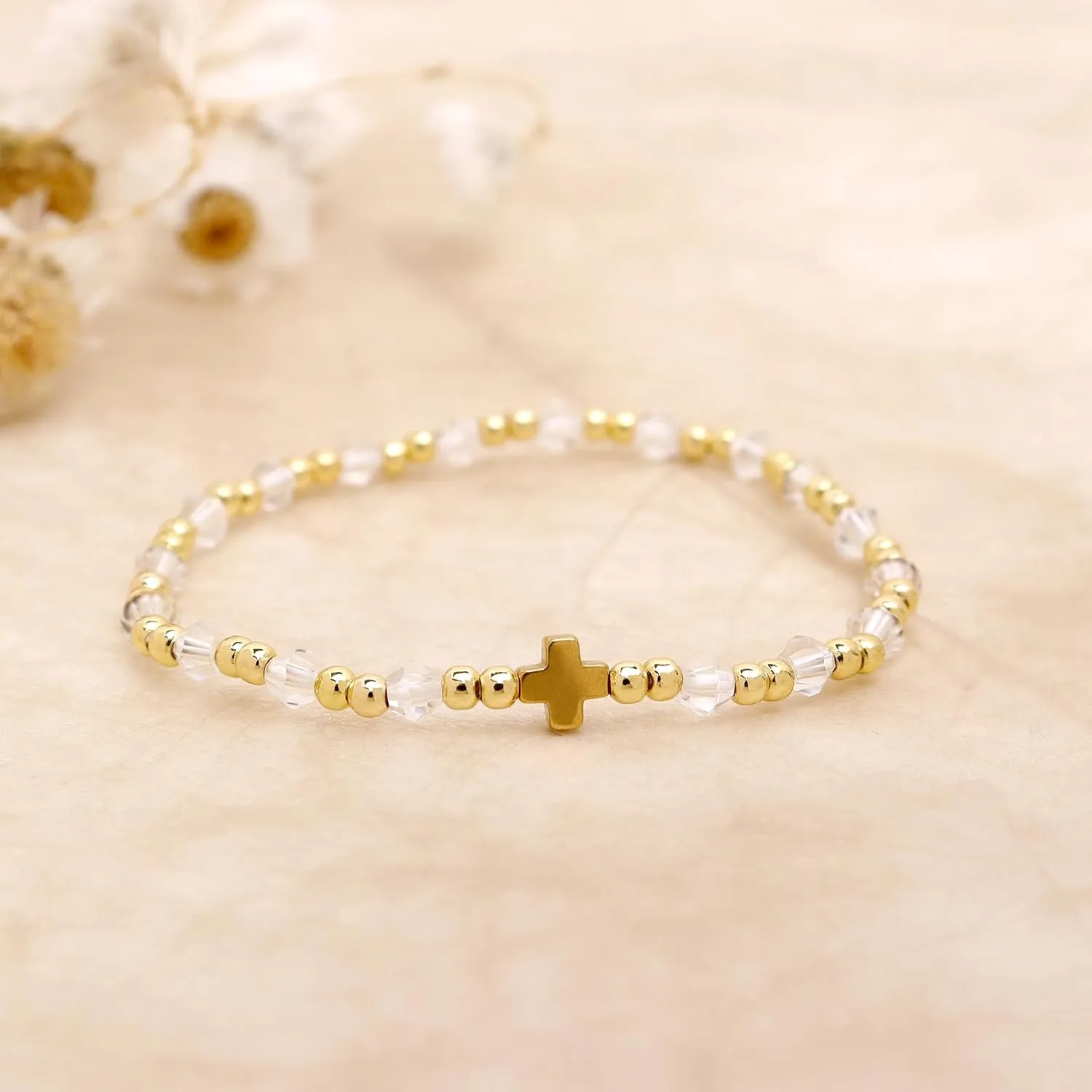 Gold beaded Pearl Heart Bracelets for Women, Cute Handmade Stackable Boho Beads Ball Friendship stretch Bracelet Summer Beach Jewelry Gift