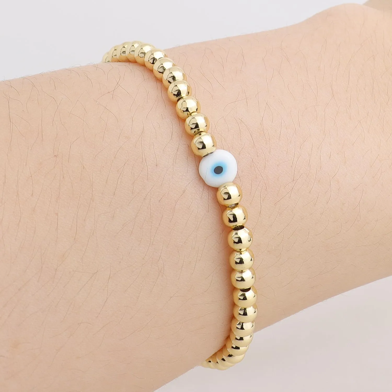 Gold beaded Pearl Heart Bracelets for Women, Cute Handmade Stackable Boho Beads Ball Friendship stretch Bracelet Summer Beach Jewelry Gift