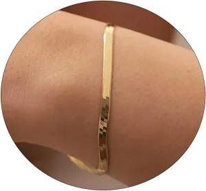 Gold Bracelet Set, 14K Gold Plated Bracelets for Women, Dainty Lip Chain, Long Bar Chain, Disc, Satellite, Cuban Link, Anklet, Pack Gifts for Women