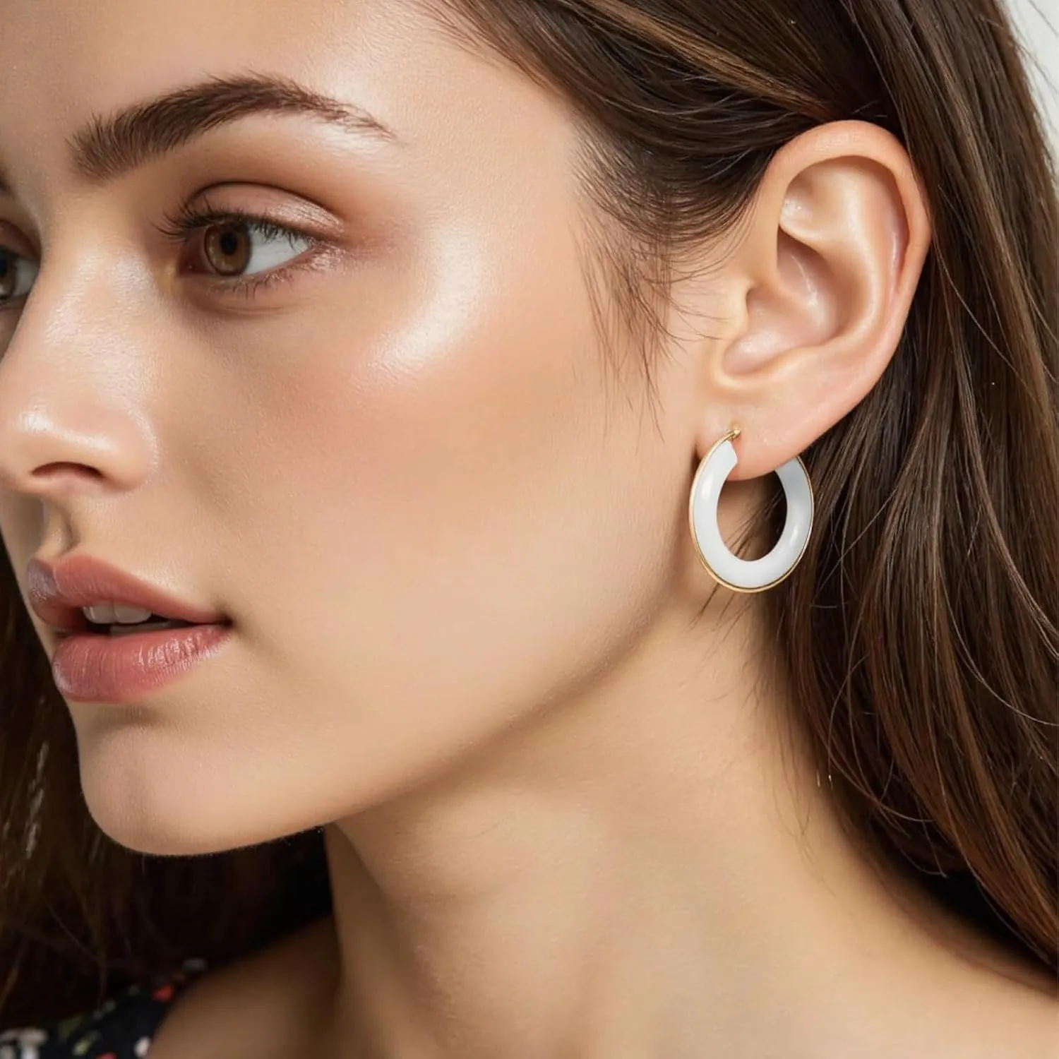 Gold Earrings for Women Trendy 14K Gold Plated Hoop Earrings with Blue Marble Pattern, Perfect Jewelry Gifts Lightweight Hypoallergenic Gold Hoop Earrings for Women