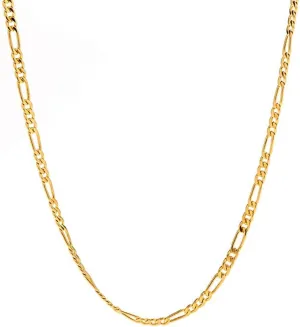 Gold Figaro Link Chain Necklace for Men Women & Teens Boys 18K Gold Plated Stainless Steel Necklace,Fashion Jewelry,Wear Alone or with Pendant,18-26 Inch