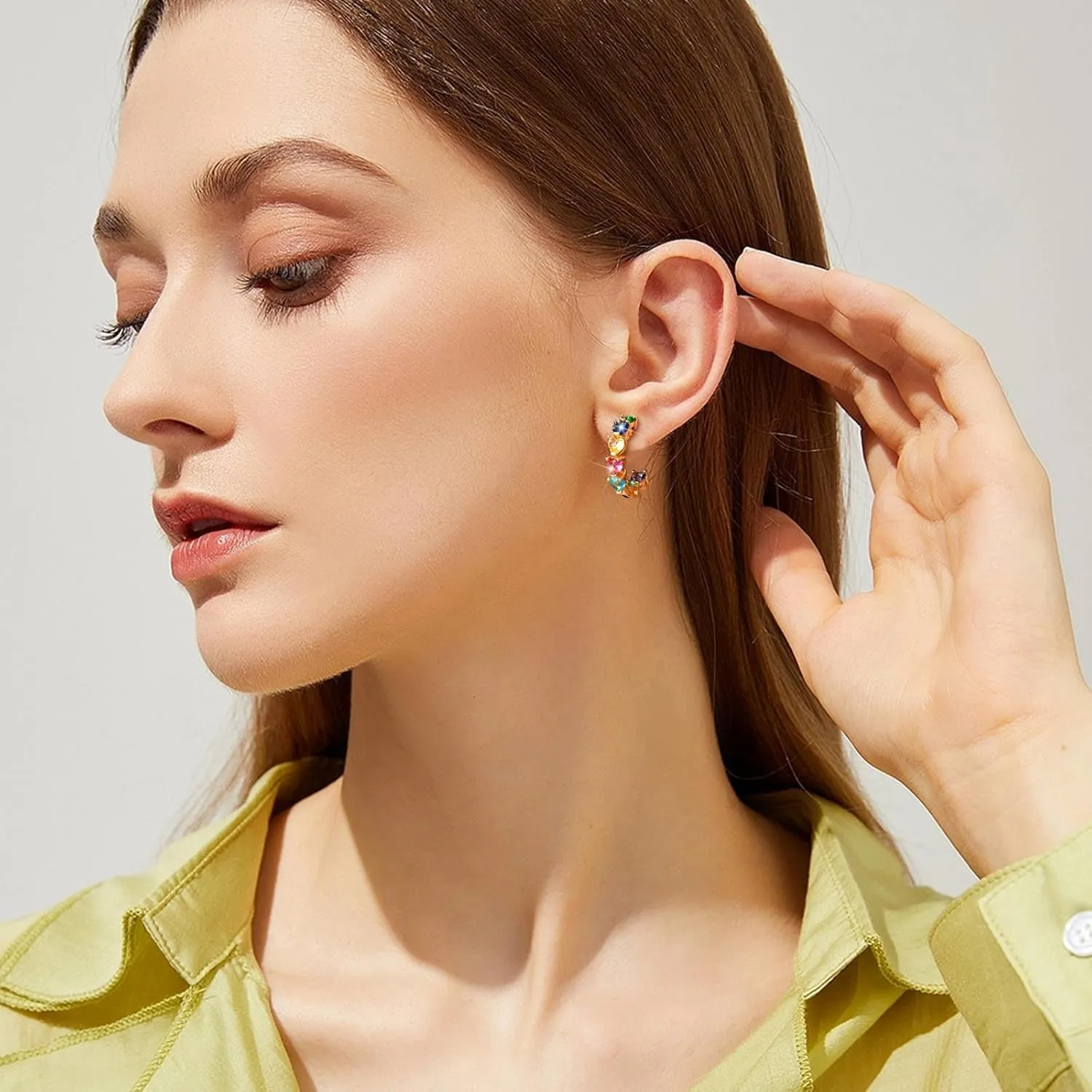 Gold Hoop Earrings for Women - 14k Gold Plated Hoop Earring,Trendy Hypoallergenic Lightweight Gold Circle Open Hoops Ears Rings,Non-tarnish Heart Ear Cuff Jewelry,Christmas Birthday Party Gift for Her