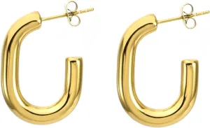 Gold Plated Chunky Hoop Earrings for Women, 14K, Hypoallergenic, Open Huggie Style