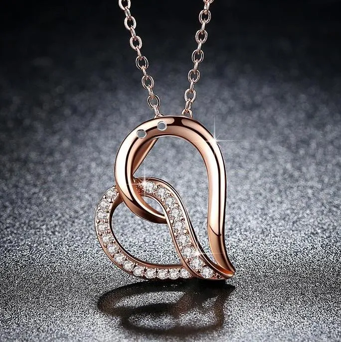 Gold Plated Sentimental Heart CZ Pendant Necklace for Women