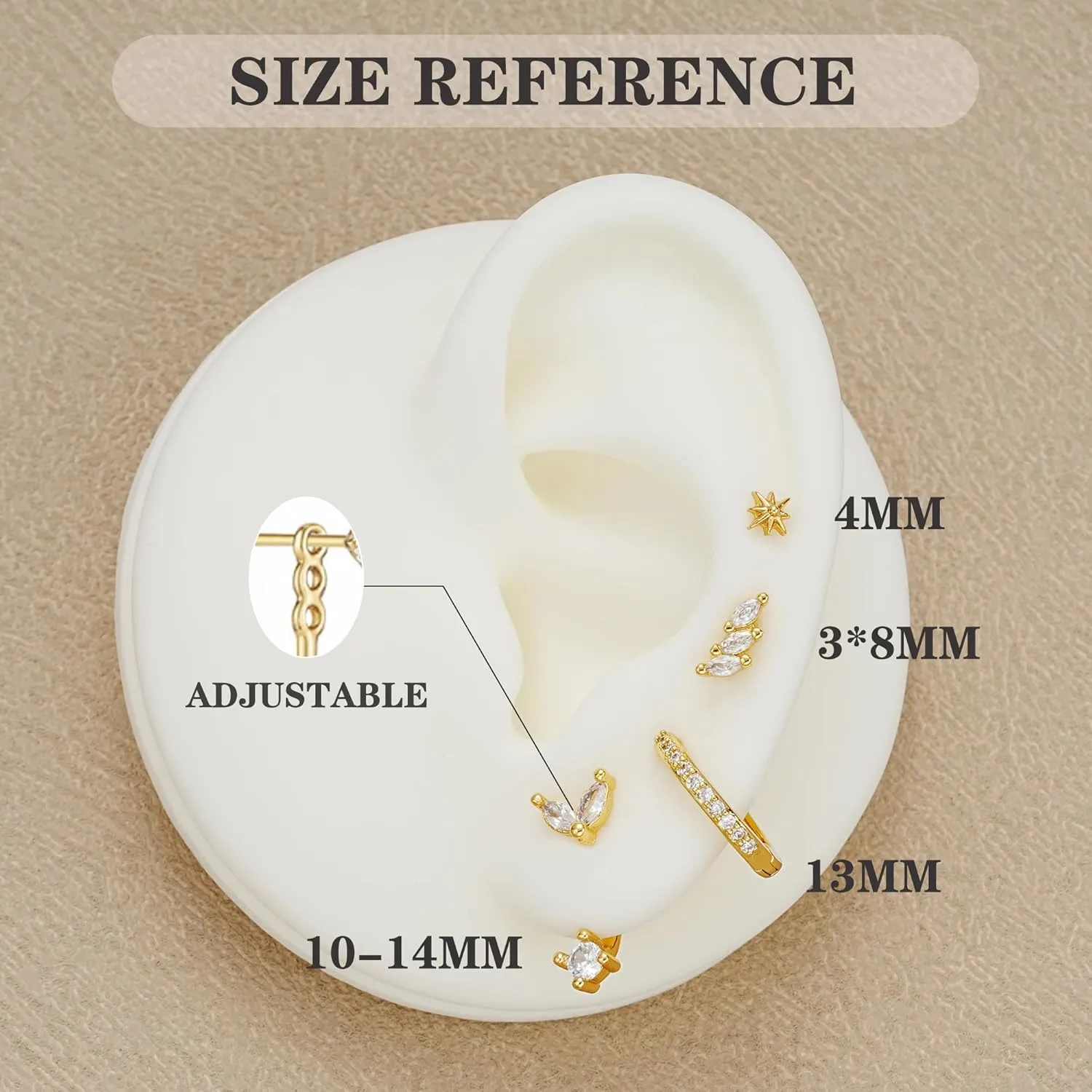 Gold Stud Earrings for Women, 6 Pairs 14K Hypoallergenic Cartilage Earrings for Multiple Piercing, Dainty Small Stackable Hoop Ball Earrings Set