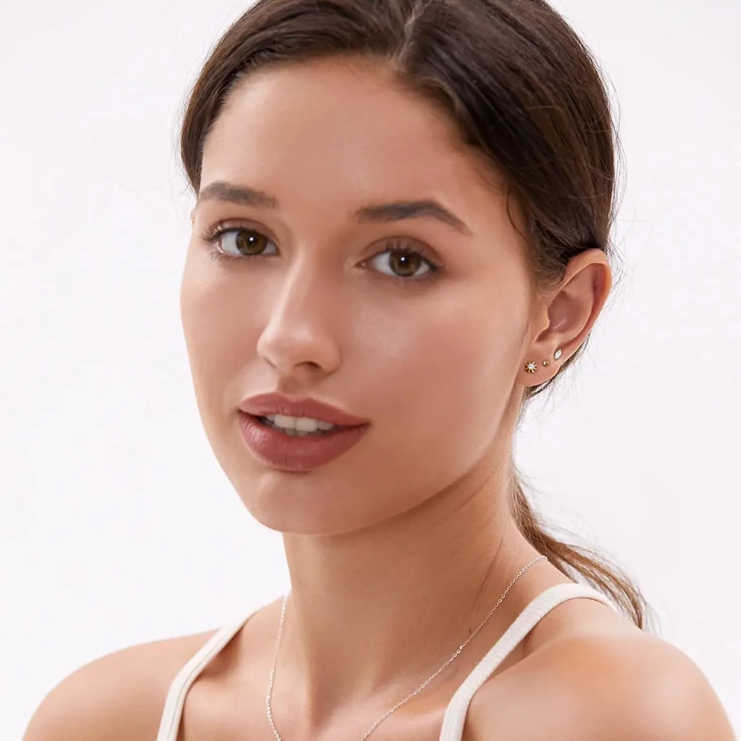 Gold Stud Earrings for Women, 6 Pairs 14K Hypoallergenic Cartilage Earrings for Multiple Piercing, Dainty Small Stackable Hoop Ball Earrings Set