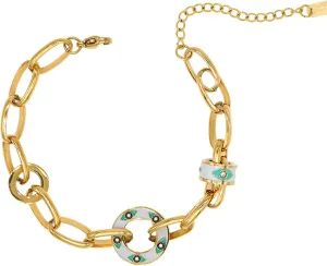Gold Titanium Steel Chain Bracelets for Women Dainty Crystal Enamel Eyes Palm Charm Lucky Bracelet Adjustable Blessing fashion Jewelry Gifts for Women