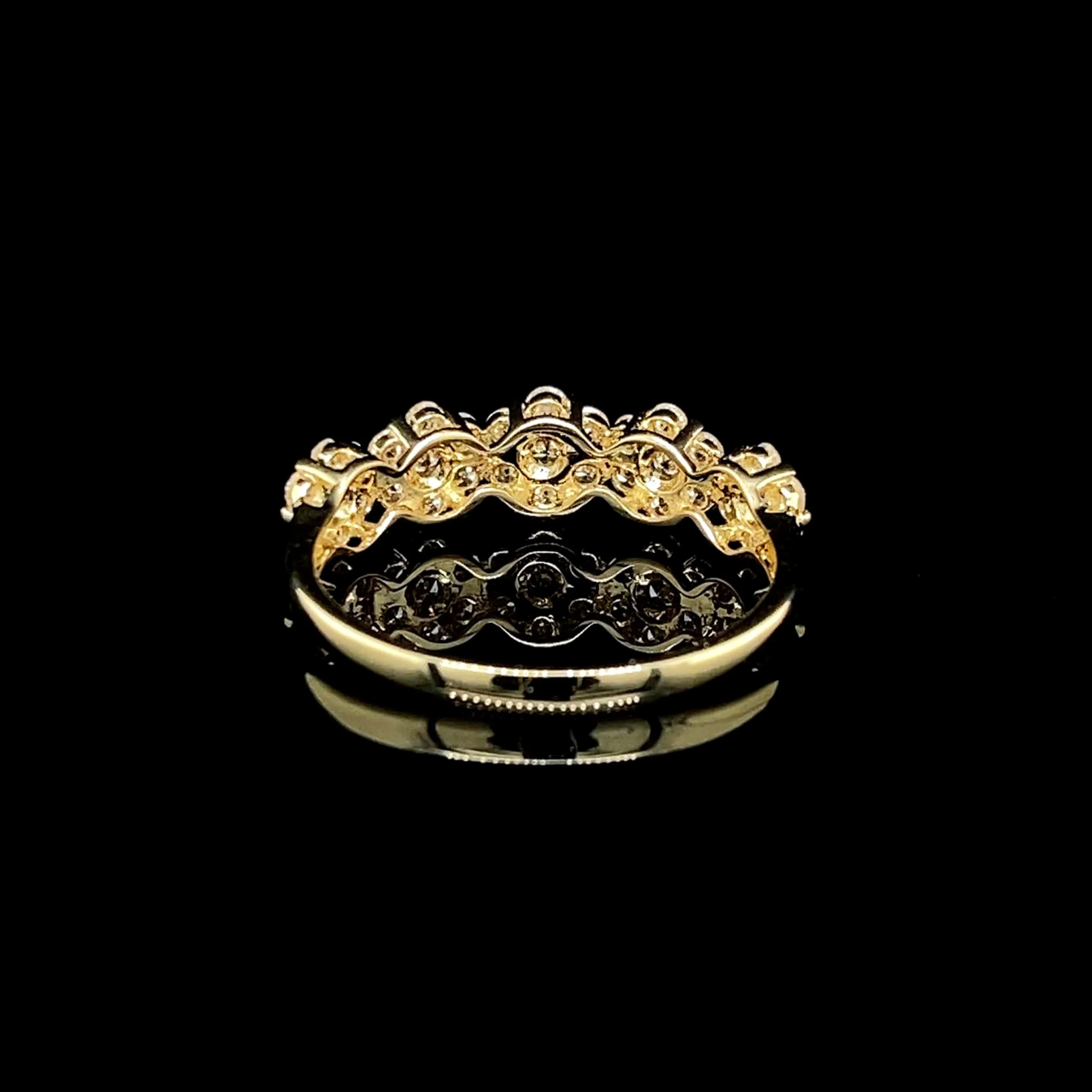 Golden Round Half Eternity Diamond Jewelry Set 14kt