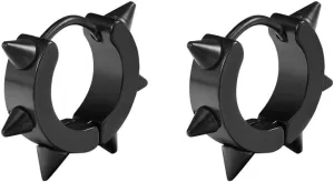 Gothic Spike Huggie Hoop Earrings for Men Cool Guys Punk Piercing JewelrywithBox