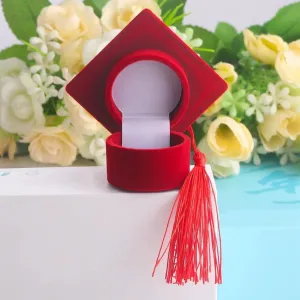 Graduation Cap Ring Box Doctoral Cap Shaped Ring Jewelry Storage Box Organizers For Graduation, Ceremony, Wedding Graduation Gifts (Red)