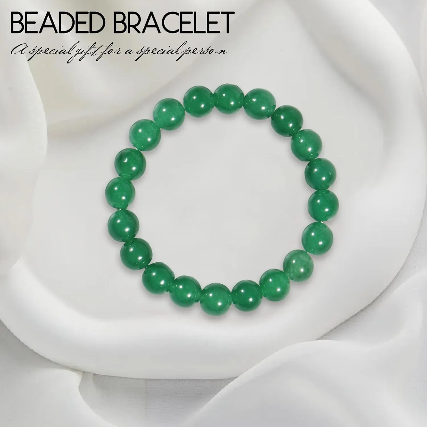 Green Aventurine Bracelet for Women Men, 10mm Natural Emerald Bead Bracelet Protection Healing Crystal Bracelet Bring Good Luck Wealth Prosperity