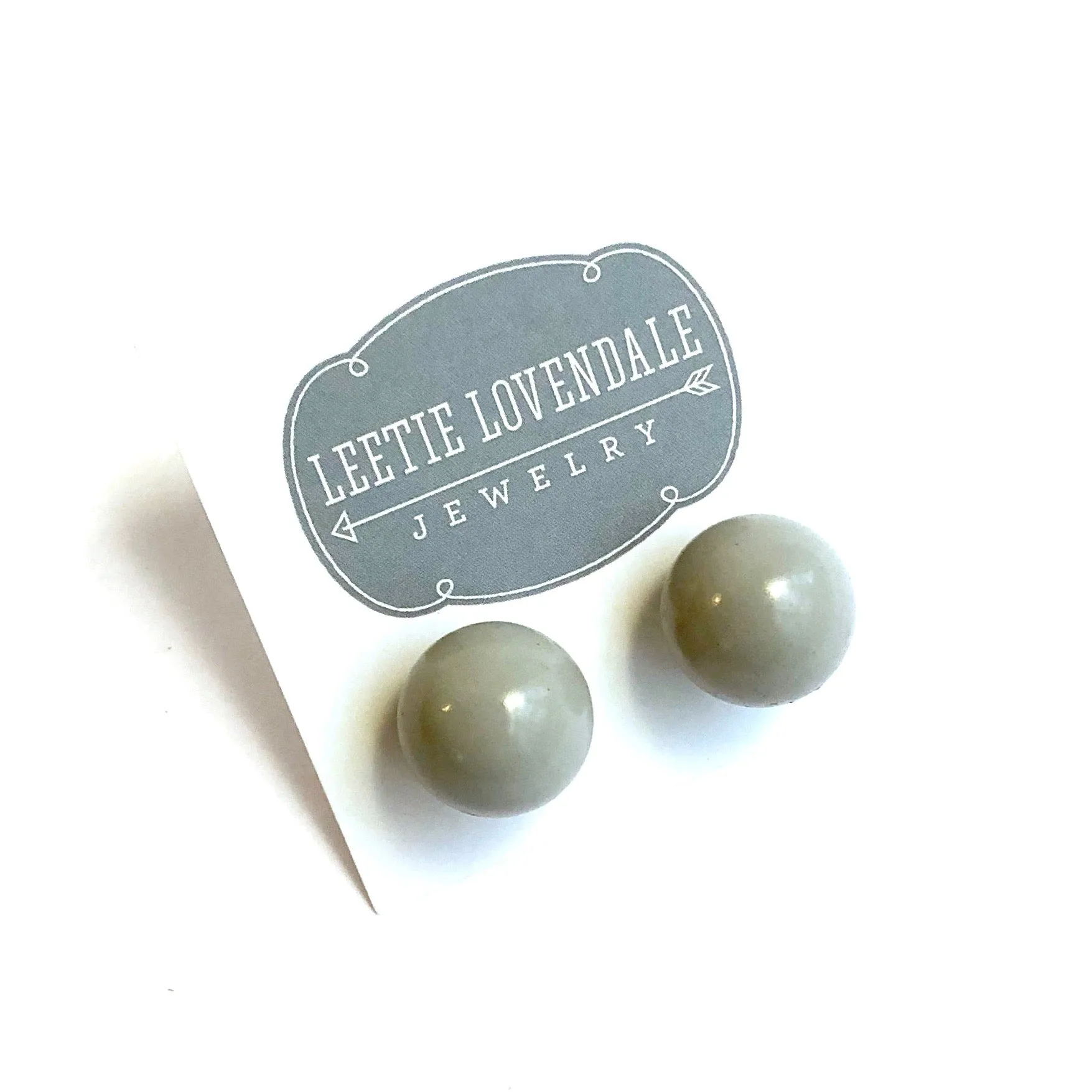 Grey Lucite Large Ball Stud Earrings