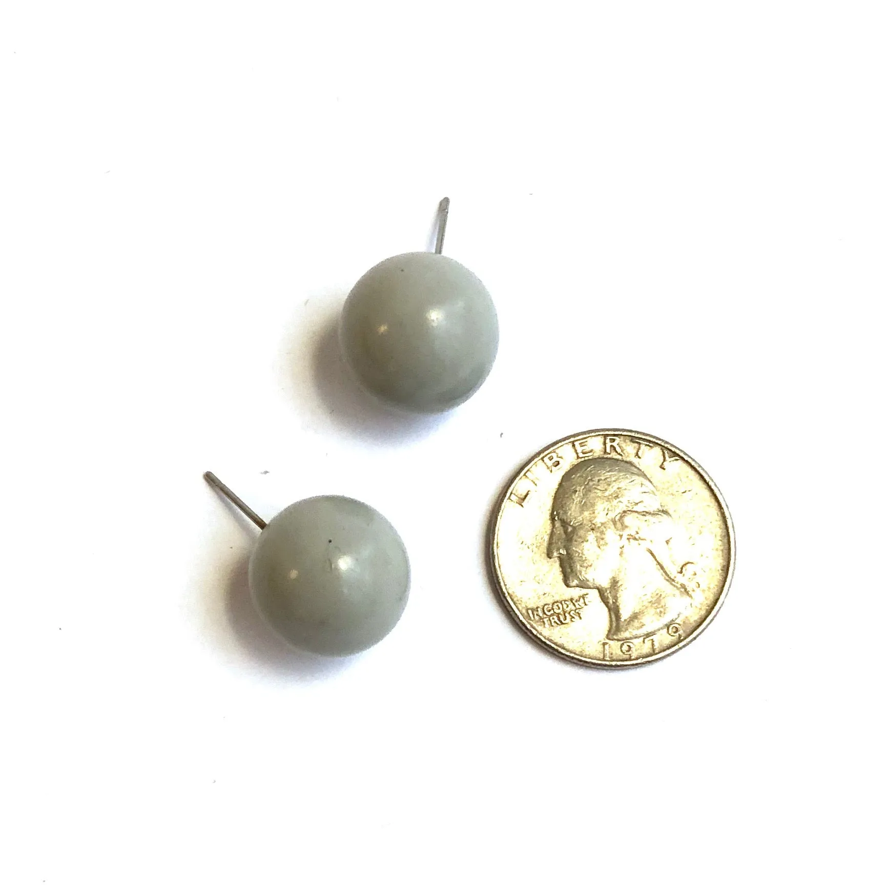 Grey Lucite Large Ball Stud Earrings