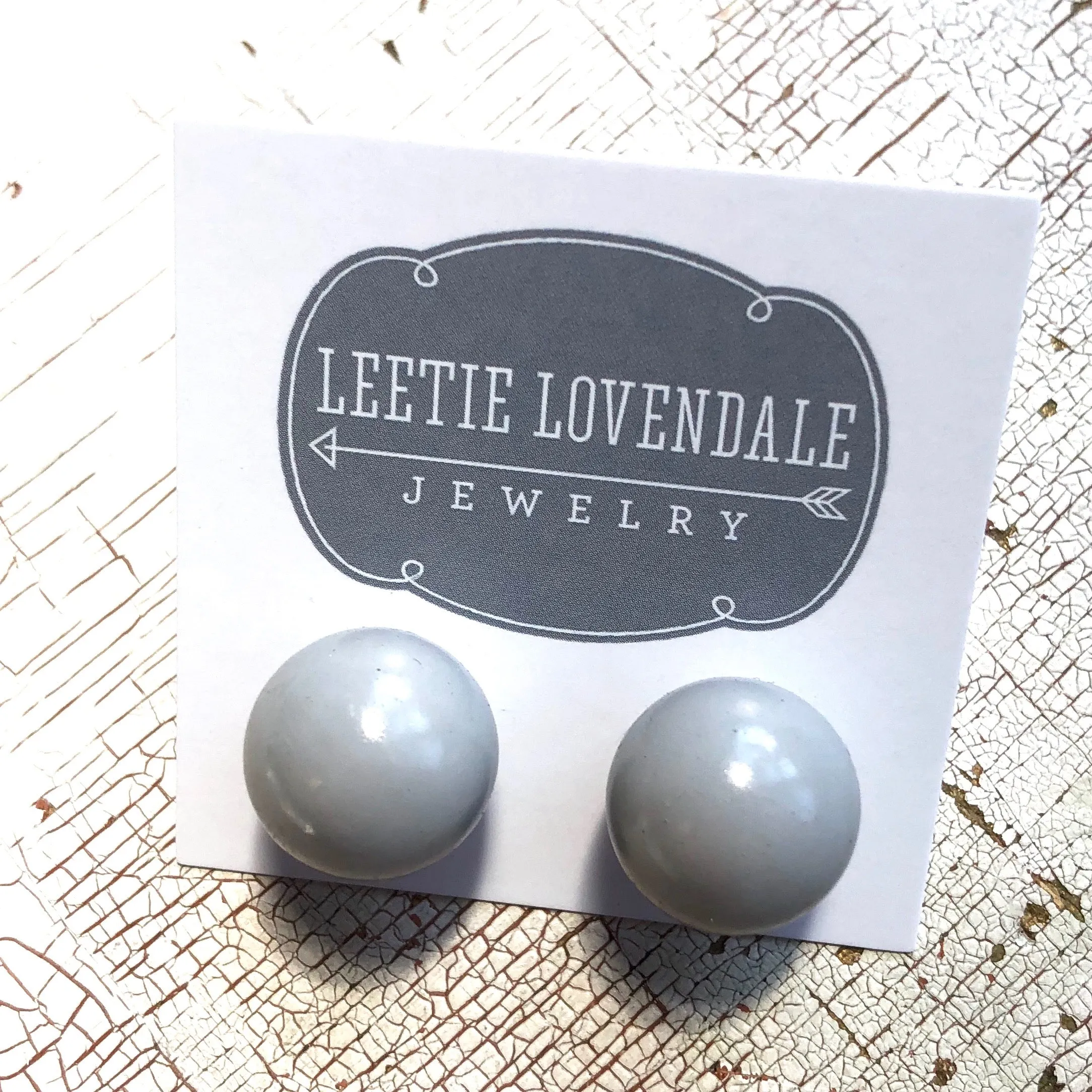 Grey Lucite Large Ball Stud Earrings
