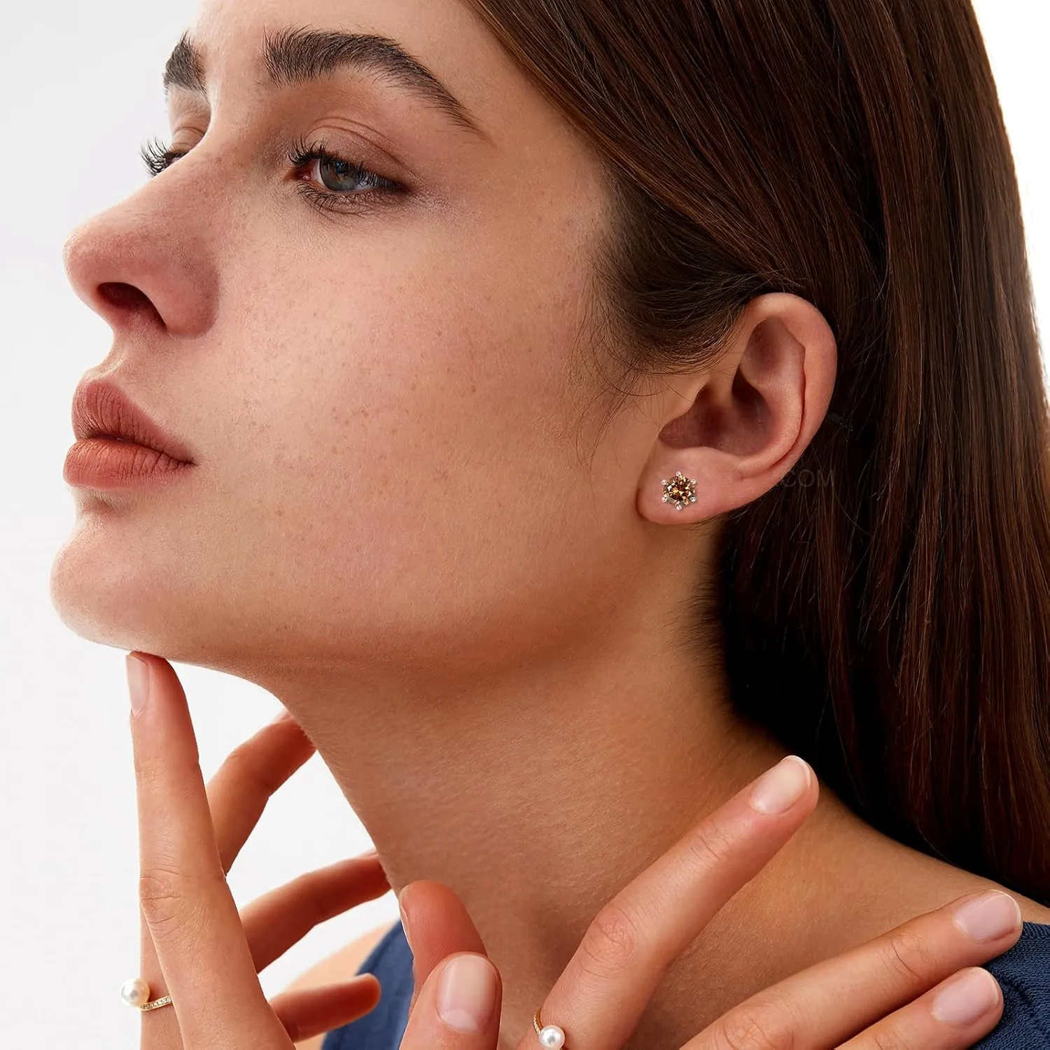 GW 925 Sterling Silver Zircon Ear Studs Lady Earring Ear Stud Earrings for Women