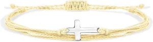 Handmade Cross Colorful Adjustable Braided String Bracelets Friendship Couple Tiny Sideways Cross Rope Bangle for Women Men Lucky Protection Jewerly