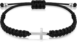 Handmade Friendship Cross Bracelet Black String Rope Braided Adjustable Matching Couple Bracelets for Women Men Lucky Protection Jewerly