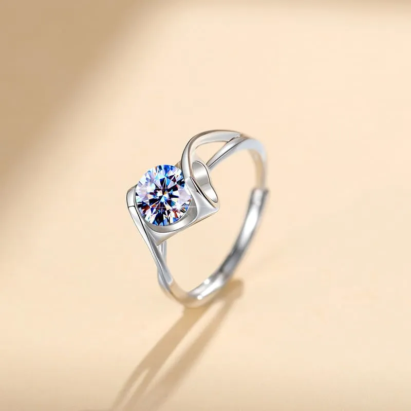 Handmade Sterling Silver Ring Heart Shape Moissanite Proposal Solitaire With Gift Wrapped Box For Her Woman Wife Girlfriend Present For Engagement Birthday Valentine Wedding Anniversary