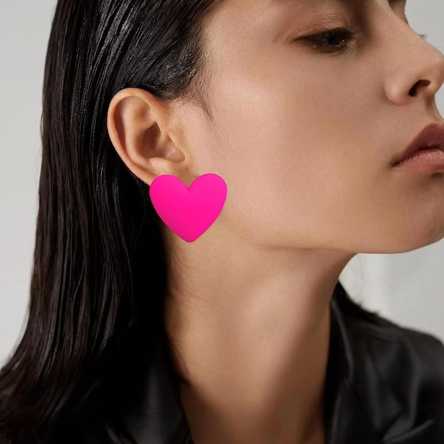Heart Love Big Stud Earrings for Women Big Heart Studs Pin Hypoallergenic Minimalist Party Wedding Birthday Valentine's Day Gifts Her Mom Wife Bff