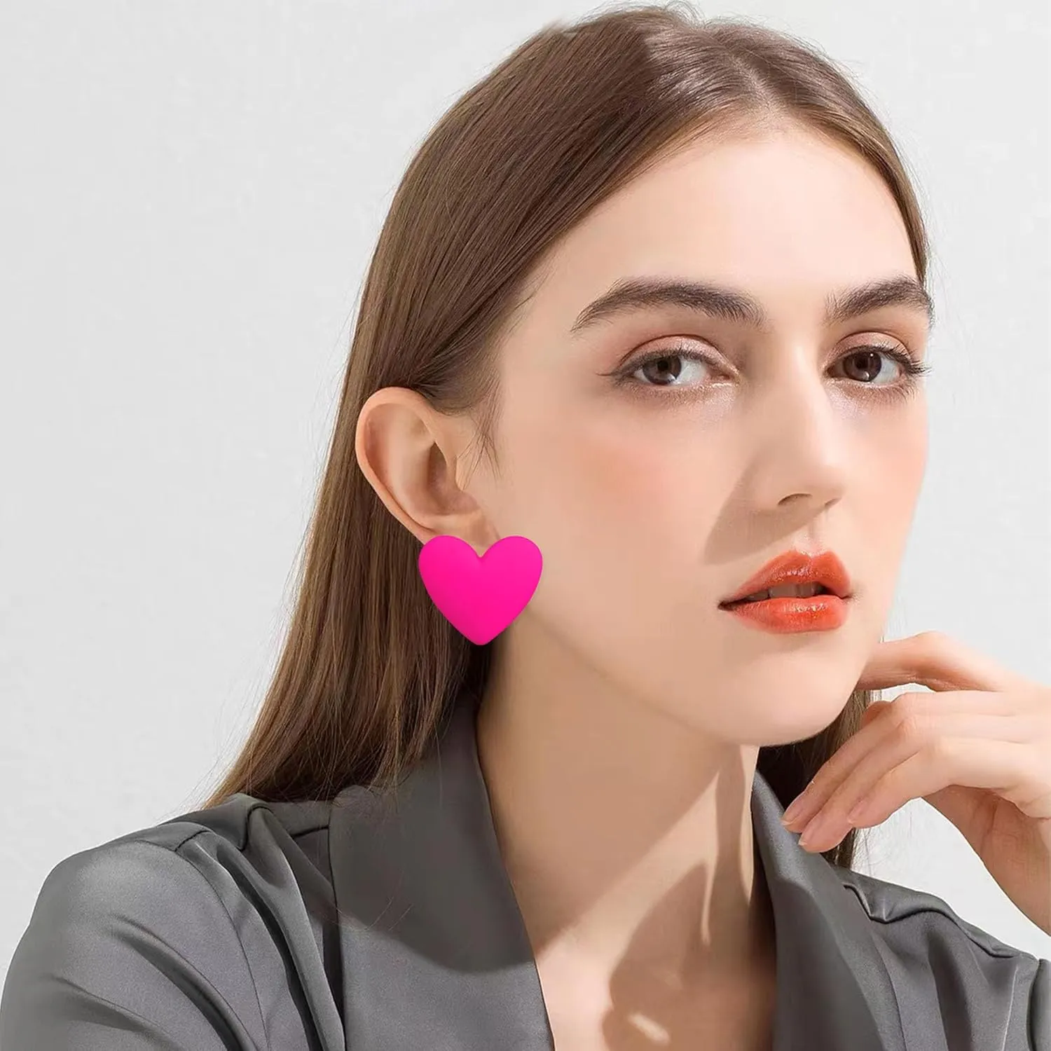 Heart Love Big Stud Earrings for Women Big Heart Studs Pin Hypoallergenic Minimalist Party Wedding Birthday Valentine's Day Gifts Her Mom Wife Bff